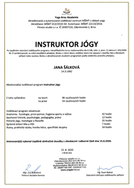 Instruktor jógy - certifikát